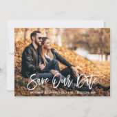 Modern Brush Schrift Foto Bewaar Onze Datumkaart Save The Date (Voorkant)