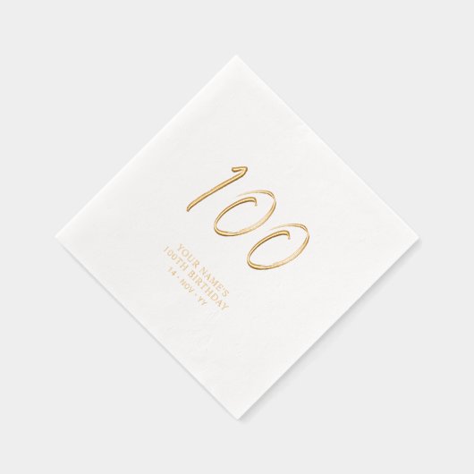 Modern Brush Script 100ste verjaardagsfeestje Folie Servetten (Rechts)