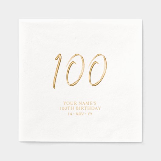 Modern Brush Script 100ste verjaardagsfeestje Folie Servetten (Voorkant)