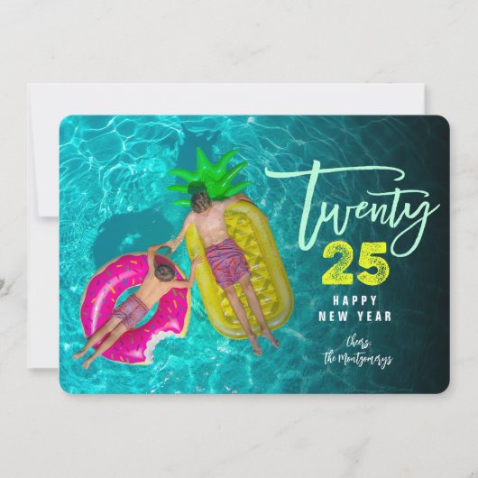 Modern Brush Script 2025 Typografie Nieuwjaarsfoto Feestdagenkaart