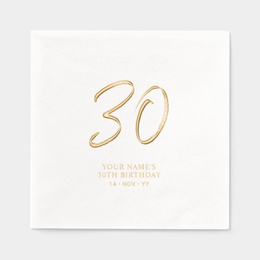 Modern Brush Script 30ste verjaardagsfeestje Folie Servetten (Voorkant)