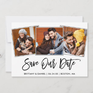 Modern Brush Script 3 Foto Save Our Date Kaart