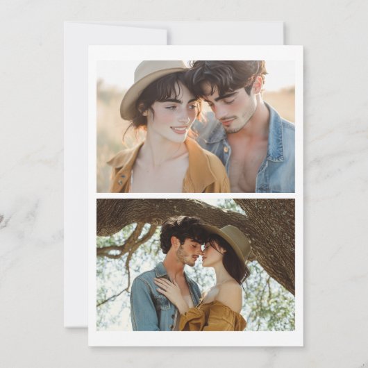 Modern Brush Script 3 Photo Wedding Sla de datum o Kaart (Achterkant)