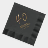 Modern Brush Script 40ste Verjaardagsfeest Zwart Folie Servetten (Links)