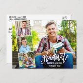 Modern Brush Script 4 Fotoafstudeerfeest Briefkaart (Voorkant / Achterkant)