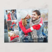 Modern Brush Script 4 Fotocollage Kerstmis Briefkaart (Voorkant)