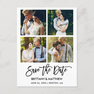 Modern Brush Script 4 foto's Sla de datum op Briefkaart