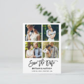 Modern Brush Script 4 foto's Sla de datum op Briefkaart (Staand voorkant)