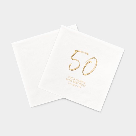 Modern Brush Script 50ste verjaardagsfeestje Folie Servetten (Achterkant)