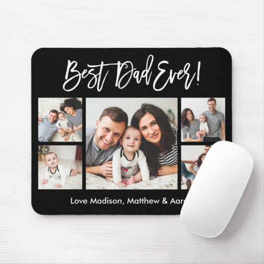 Modern Brush Script 5 Foto's Beste Papa Ooit Muismat (Met muis)