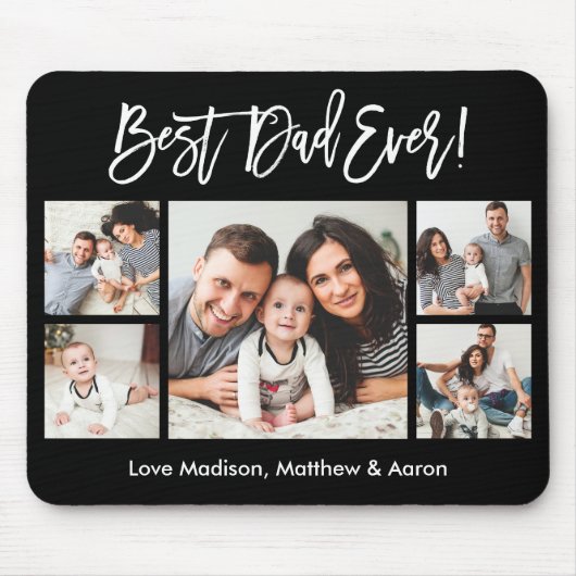 Modern Brush Script 5 Foto's Beste Papa Ooit Muismat (Voorkant)