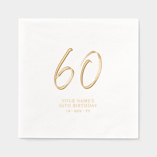 Modern Brush Script 60ste verjaardagsfeestje Folie Servetten (Voorkant)