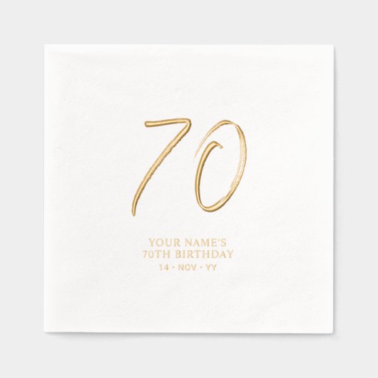 Modern Brush Script 70ste verjaardagsfeestje Folie Servetten (Voorkant)