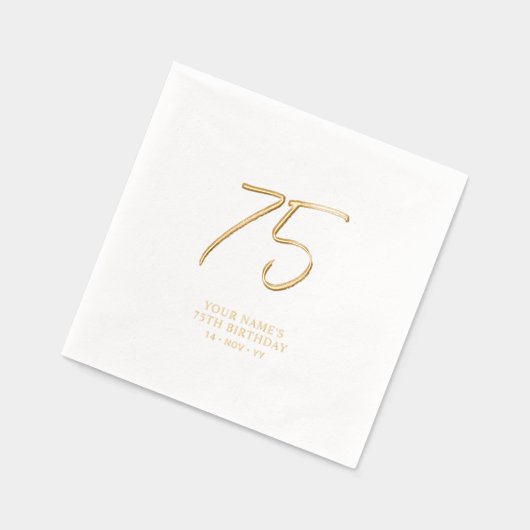 Modern Brush Script 75e verjaardagsfeestje Folie Servetten (Links)