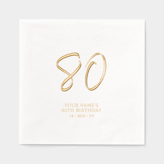 Modern Brush Script 80ste verjaardagsfeestje Folie Servetten (Voorkant)