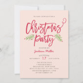 Modern Brush Script Christmas Holiday Party Blush Kaart (Voorkant)