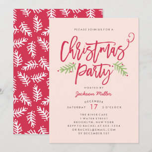 Modern Brush Script Christmas Holiday Party Blush Kaart