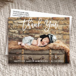 Modern Brush Script Dank u Nieuwe Baby Briefkaart<br><div class="desc">Moderne witte penseelscript Nieuwe baby Dank u Briefkaart</div>