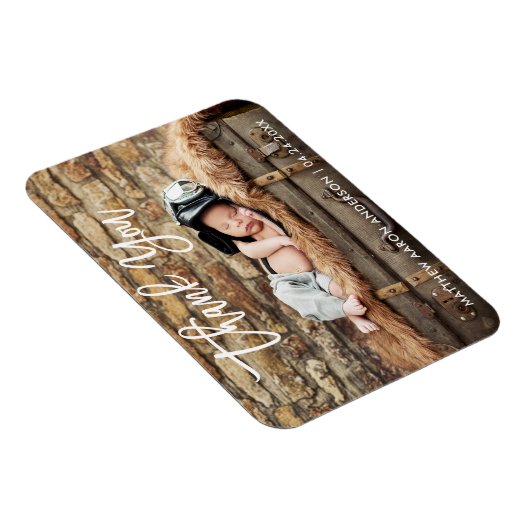 Modern Brush Script Dank u Nieuwe Baby What Magneet (Rechterzijde)