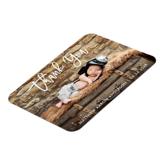 Modern Brush Script Dank u Nieuwe Baby What Magneet (Linkerzijde)