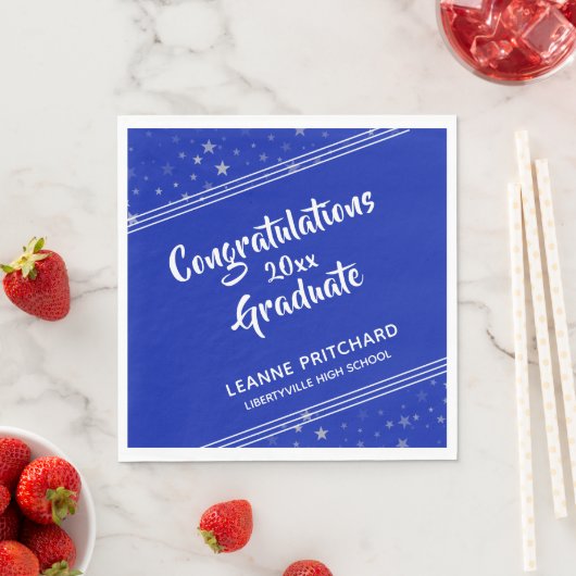 Modern Brush Script Diagonale Sterren Naam Royal B Servet (Insitu)