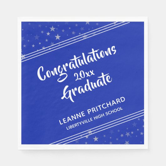 Modern Brush Script Diagonale Sterren Naam Royal B Servet (Voorkant)