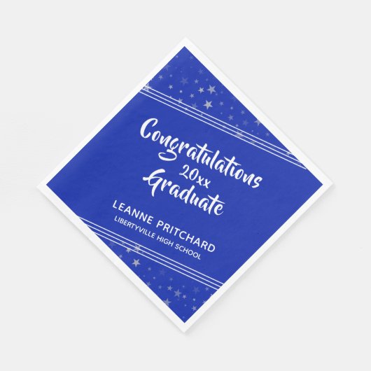 Modern Brush Script Diagonale Sterren Naam Royal B Servet (Hoek)