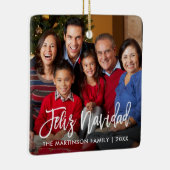Modern Brush Script Feliz Navidad Photo Keramisch Ornament (Rechts)