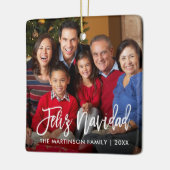 Modern Brush Script Feliz Navidad Photo Keramisch Ornament (Links)