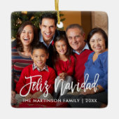 Modern Brush Script Feliz Navidad Photo Keramisch Ornament (Voorkant)