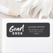 Modern Brush Script Foto Afstuderen Adres Etiket (Insitu)