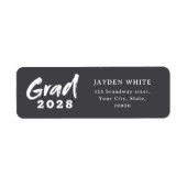 Modern Brush Script Foto Afstuderen Adres Etiket (Voorkant)