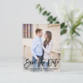 Modern Brush Script Foto Sla de datum Kaart zwart  (Staand voorkant)