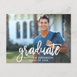 Modern Brush Script Graduation Party Uitnodiging Briefkaart
