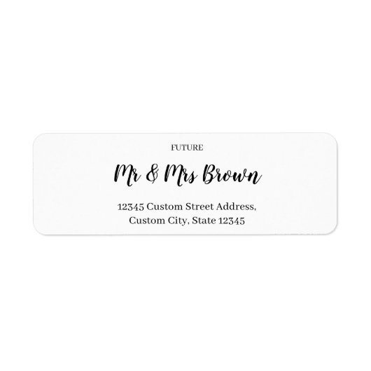Modern Brush Script Huwelijk Retouradres Label (Voorkant)