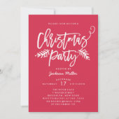 Modern Brush Script Kerstfeest Rood Kaart (Voorkant)