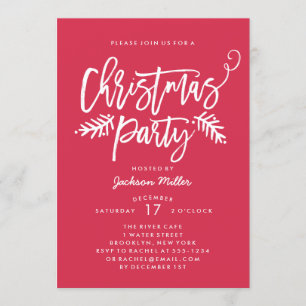 Modern Brush Script Kerstfeest Rood Kaart
