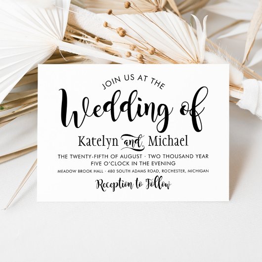 Modern Brush Script Landschapsbruiloft Kaart