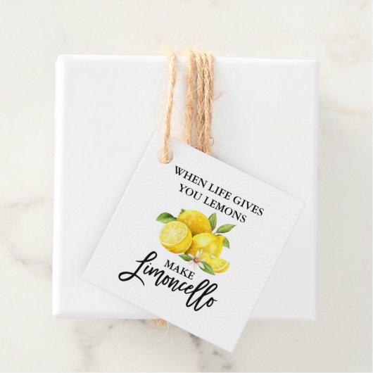 Modern Brush Script Lemons Limoncello Kraft Bedankjes Labels (In situ)