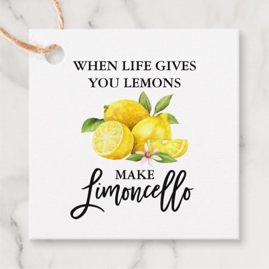 Modern Brush Script Lemons Limoncello Kraft Bedankjes Labels (Voorkant)