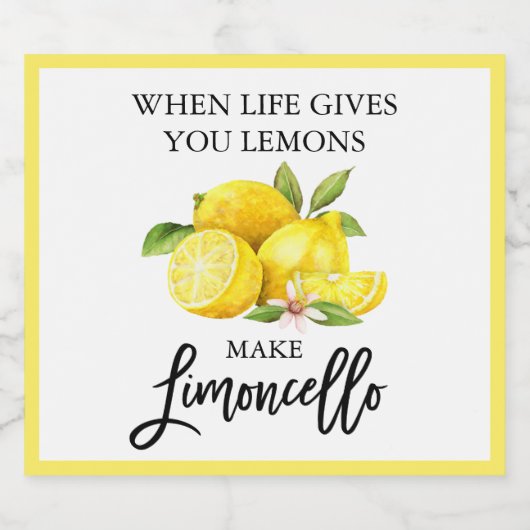 Modern Brush Script Limoncello citroenen Likeurfles Etiket (Enkel label)