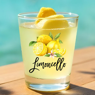 Modern Brush Script Limoncello Waterverf Citroenen Shot Glas