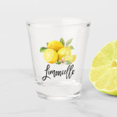 Modern Brush Script Limoncello Waterverf Citroenen Shot Glas (Voorkant)