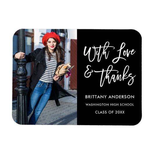 Modern Brush Script Love Bedankt Afstuderen Magneet (Horizontaal)