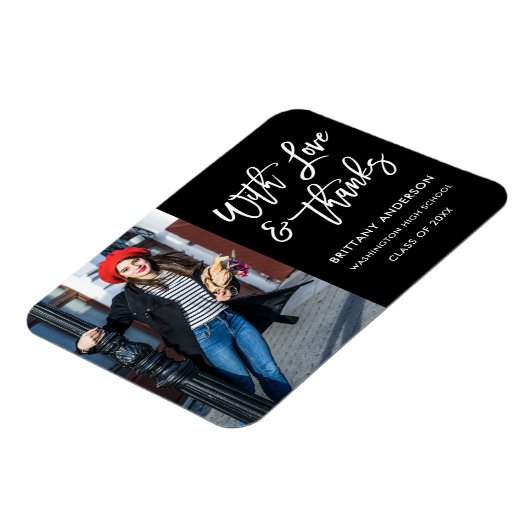 Modern Brush Script Love Bedankt Afstuderen Magneet (Linkerzijde)