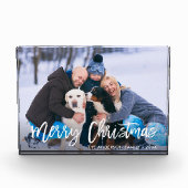 Modern Brush Script Merry Christmas Photo Block Fotoblokken (Voorkant)