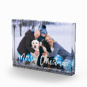 Modern Brush Script Merry Christmas Photo Block Fotoblokken (Rechts)