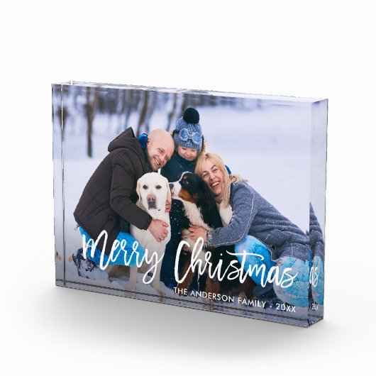 Modern Brush Script Merry Christmas Photo Block Fotoblokken (Rechts)