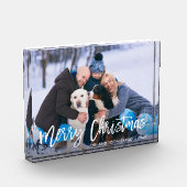 Modern Brush Script Merry Christmas Photo Block Fotoblokken (Links)