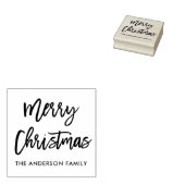 Modern Brush Script Merry Christmas Square Rubberstempel (Gestempeld)
